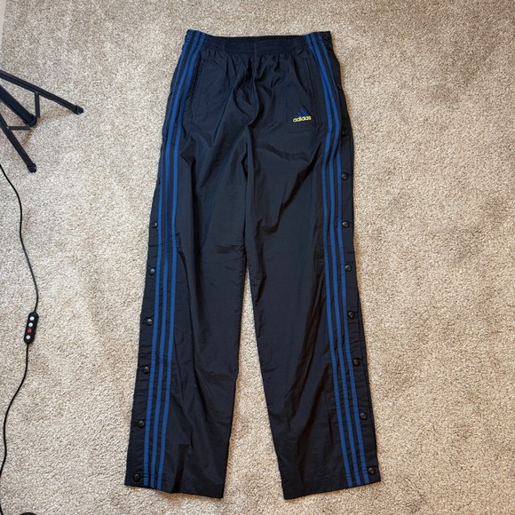 adidas Other - Adidas Snap Breakaway Track Pants Men M Black Vintage Blue Stripe Windbreaker